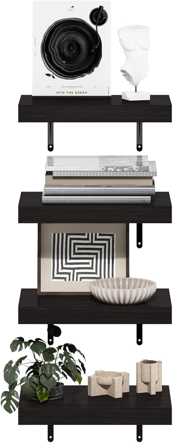 Furinno Rossi 5-Tier Wall Mount Floating Radial Corner Shelf, White