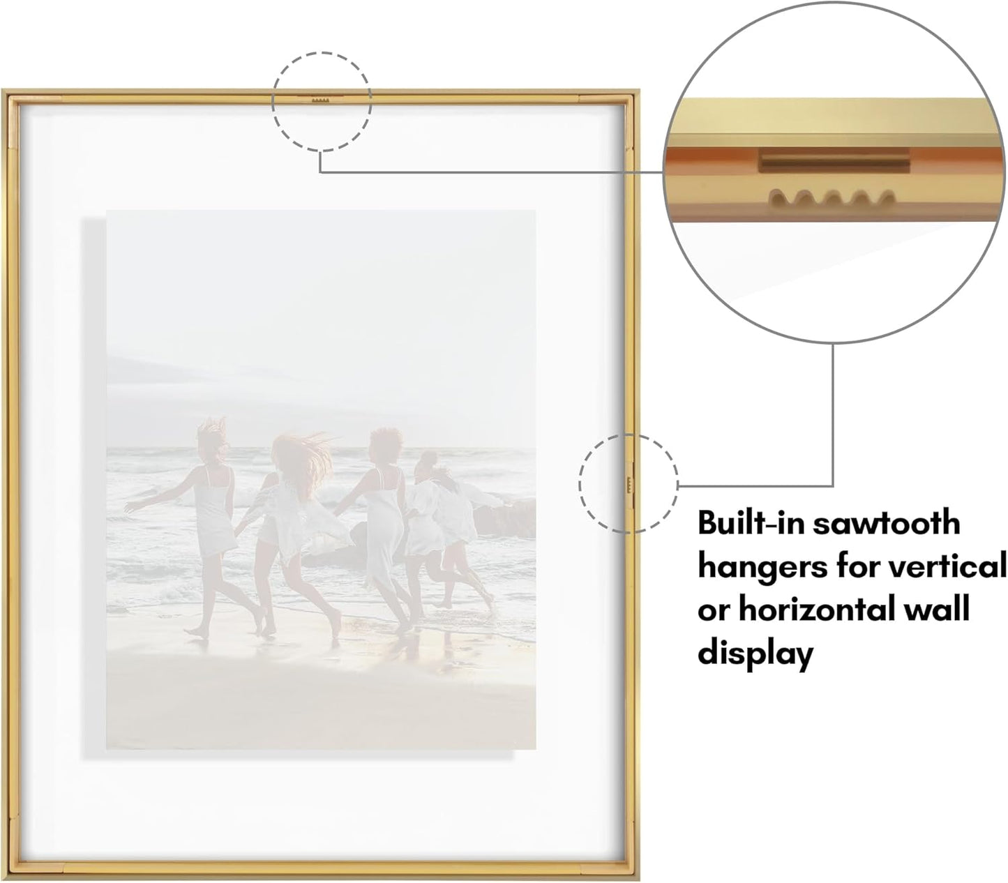 Americanflat Aluminum 11x14 Floating Picture Frame with Shatter-Resistant Glass - Use as 8x10 Picture Frame or Display 11x14 Photo - Signature Float Collection - Photo Frames for Wall Display - Black