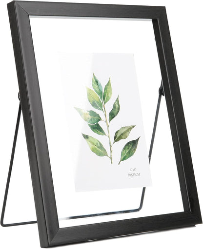 Aynoo Wood Floating Picture Frame 7x9, Table Top 8x10 7x9 6x8 Floating Frame Black Metal Modern Style Frame (PHSD),1Pack