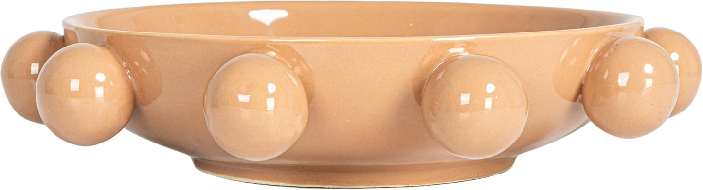 Bloomingville 9.75 Inches Stoneware Bowl with Orbs and Reactive Glaze, Black