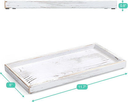 ALELION 11.7" Bathroom Vanity Tray for Counter - Acacia Wood Decorative Tray for Toilet Tank Makeup Perfume Jewelry Catchall Coffee Table - Wooden Kitchen Countertop Organizer for Soap Dispenser