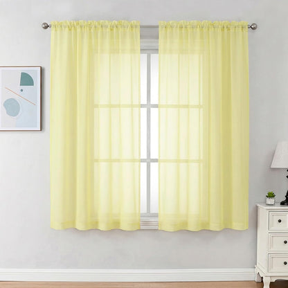 Chyhomenyc Sheer White Valances for Windows 2 Pack, Small Window Curtains for Living Room Bathroom Cafe Laundry Basement, Modern Top Dual Rod Pocket Voile Curtain, 42W x 14L inches, White - Colors A