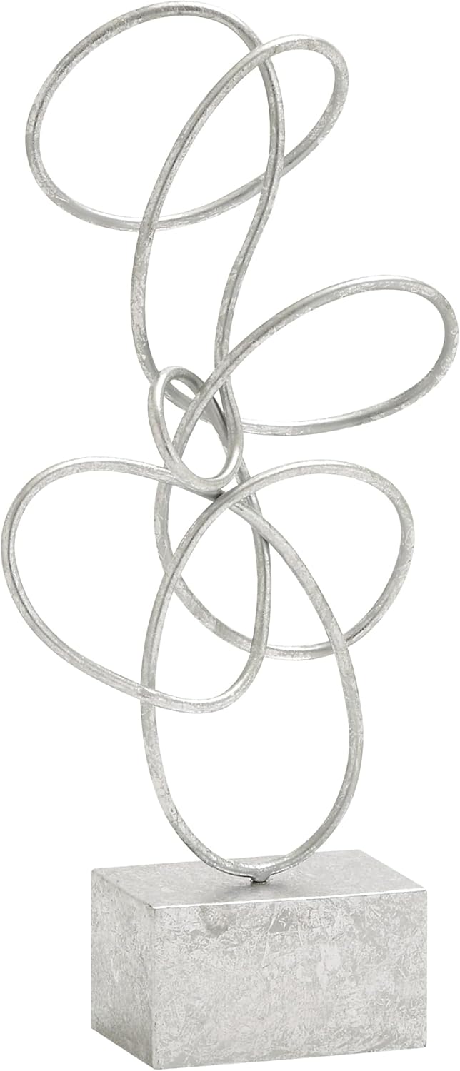 Deco 79 Metal Abstract Decorative Sculpture Swirl Home Decor Statue, Accent Figurine 10" x 4" x 22", Silver