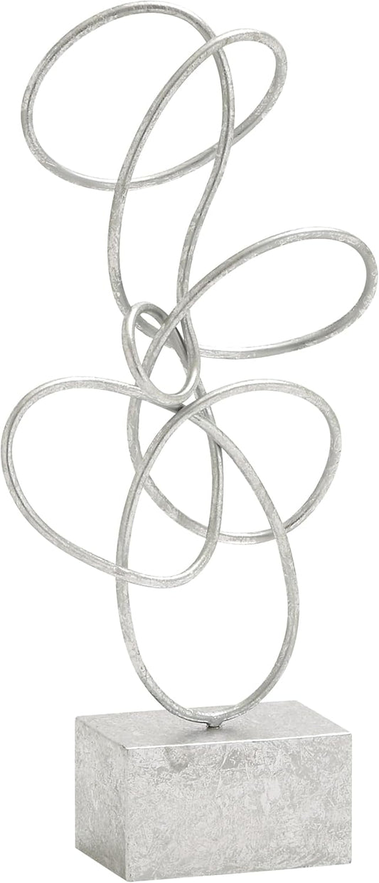 Deco 79 Metal Abstract Decorative Sculpture Swirl Home Decor Statue, Accent Figurine 10" x 4" x 22", Silver