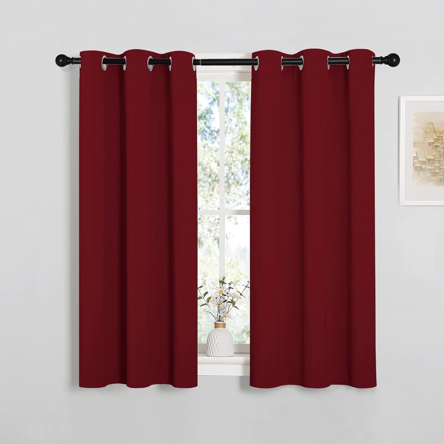 NICETOWN Halloween Pitch Black Solid Thermal Insulated Grommet Blackout Curtains/Drapes for Bedroom Window (2 Panels, 42 inches Wide by 63 inches Long, Black) - Colors A