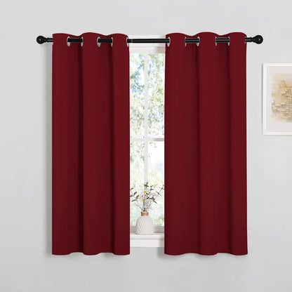 NICETOWN Halloween Pitch Black Solid Thermal Insulated Grommet Blackout Curtains/Drapes for Bedroom Window (2 Panels, 42 inches Wide by 63 inches Long, Black) - Colors A