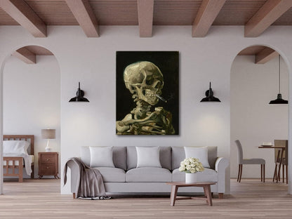 Wieco Art Skull of a Skeleton with Burning Cigarette, 1886 by Vincent Van Gogh Canvas Wall Art for Home Decor and Wall Decor Post-impressionism Canvas Prints Pictures Artwork