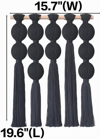 Macrame Wall Hanging Boho Home Decor Handmade Cotton Fiber Art with Neutral Ivory Tassels Modern Bohemian Wall Decor for Living Room Bedroom Apartment 27" W x 22" L