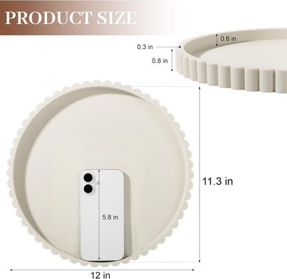 Round Bathroom Tray Silicone Kitchen Counter Decor Vanity Organizer Decorative Coffee Table Tray for Perfume, Candle, Soap Dish, 9 Inch, Black