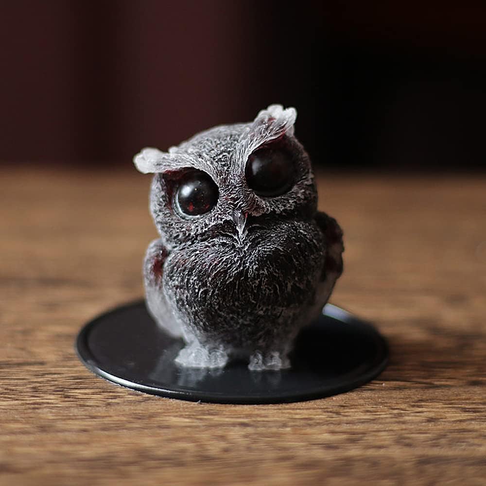 OwMell Owl Statue Tumbled Stone Gemstone Owl Figurine Home Decor Shelf Decor 2.5" - Turquoise