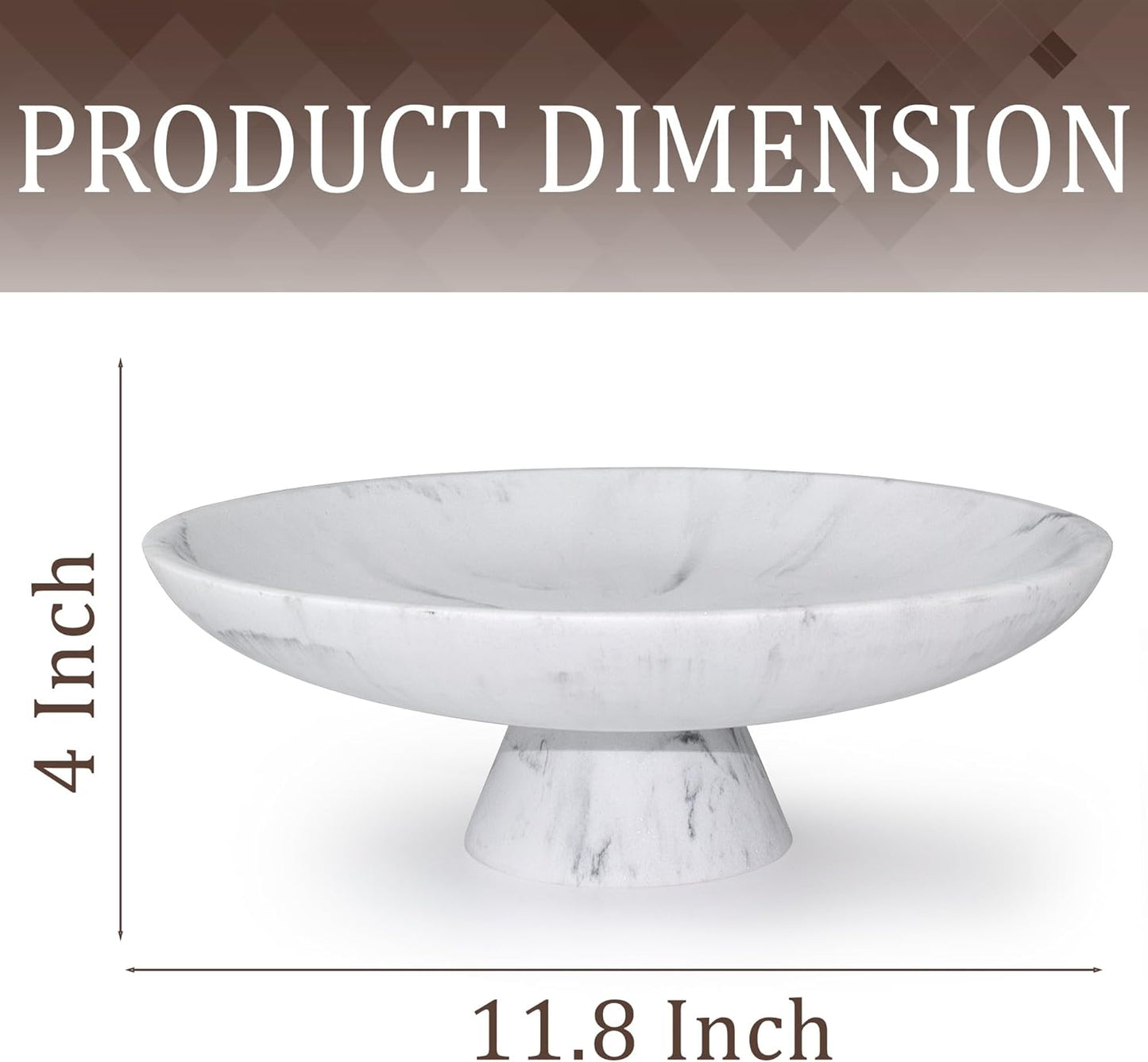 YMXYJM Modern Resin Pedestal Decorative Bowl, Large Fruit Bowl for Kitchen Counter, Stylish Key Bowl for Entryway Table, Beige