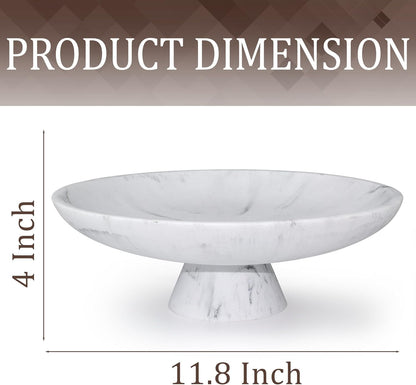 YMXYJM Modern Resin Pedestal Decorative Bowl, Large Fruit Bowl for Kitchen Counter, Stylish Key Bowl for Entryway Table, Beige