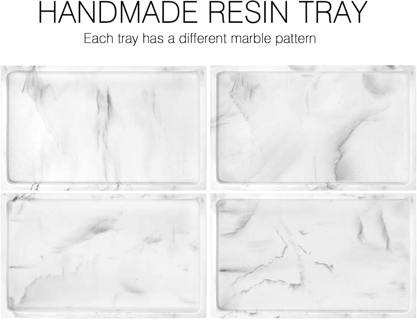 Luxspire Bathroom Vanity Tray, 8 x 4 inch Resin Kitchen Sink Tray for Soap Dispenser Bathroom Countertop Organizer Plate Holder for Perfume Soap Towel Bathroom Accessories, Mini, White Marble