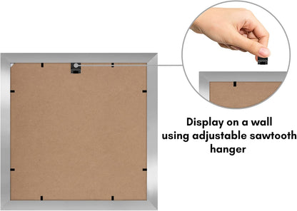 Americanflat 8x10 Picture Frame with Shatter-Resistant Glass - Use as 5x7 Frame with Mat or Display 8x10 Photo Without Mat - Signature Collection - Picture Frames for Tabletop and Wall Display - Black