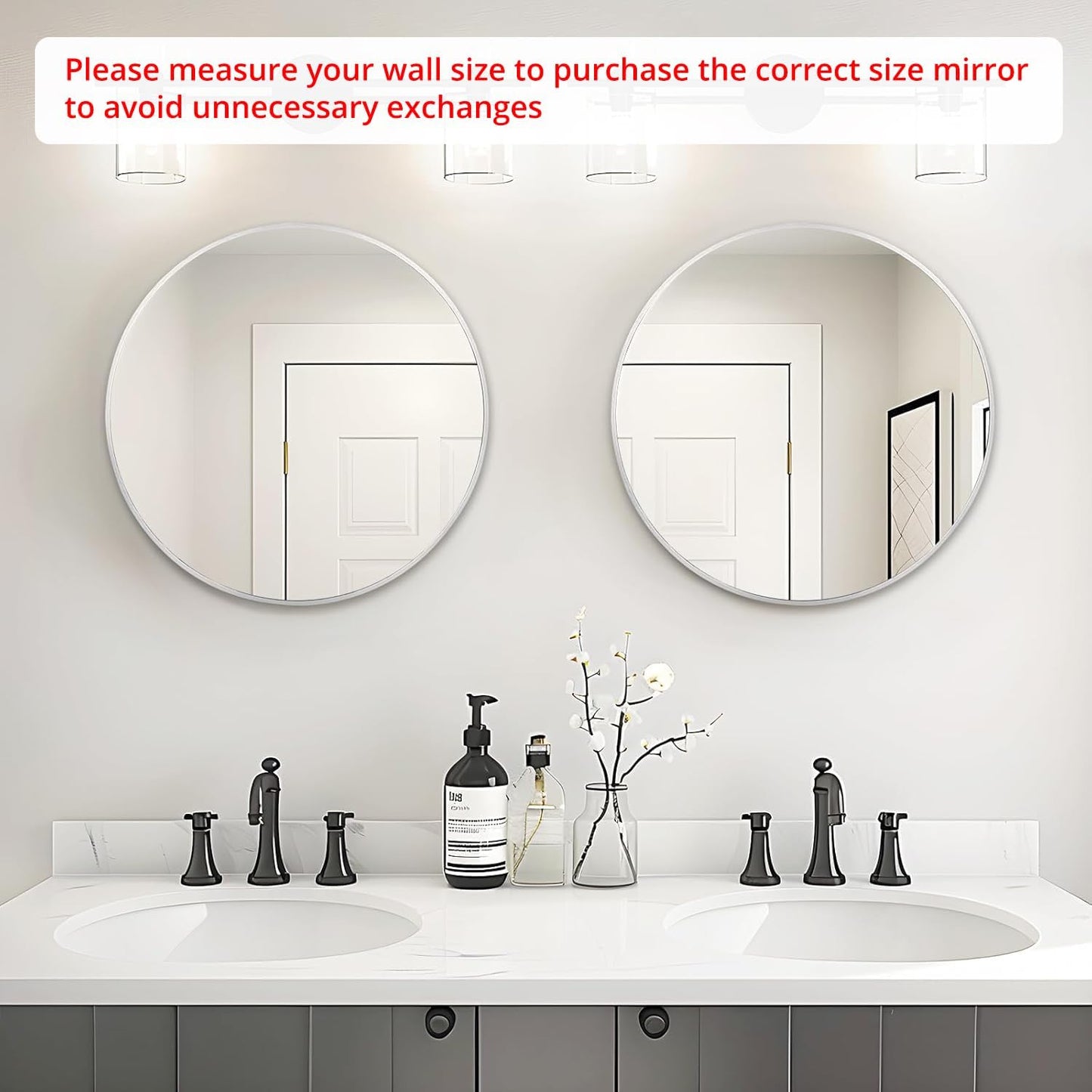 Fabuday Black Circle Mirror for Wall 20 inch - Round Mirrors for Bathroom, Entryway, Living Room, Hallway, Bedroom Decor, Small Matte Framed
