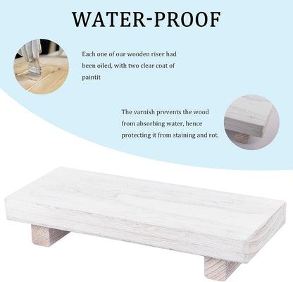 zoocatia Small Wood Tray Pedestal Stand Farmhouse Bathroom Decor Decorative Wooden Riser Kitchen Soap Dish Holder for Vanity, Counter, Sink, Brown