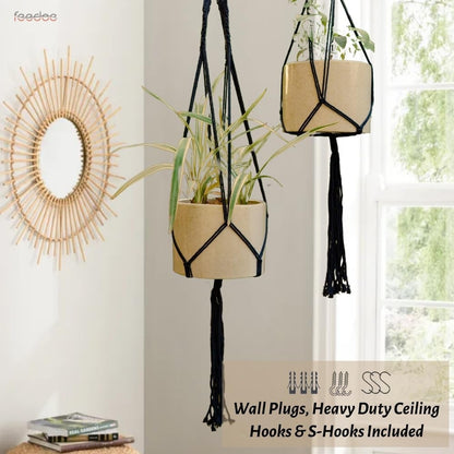 feedee Macrame Plant Hangers Indoor Macrame Hanging Planters for Indoor Plants, 6 Pack Hanging Plant Holders Indoor Hanging, Macromay Plant Hangers for Indoor Plant Hanger, Outdoor Flower Pots Holder