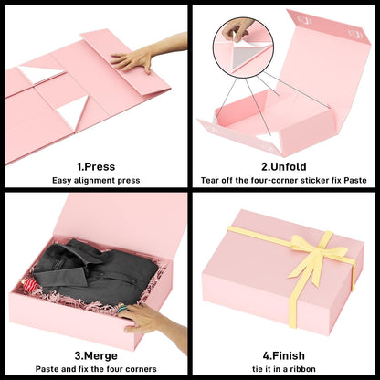PSHVYM Gift Boxes with Lids, 11.5x7.8x3 In Forest Green Gift Box for Presents Magnetic Closure for T-Shirts, Gloves, Scarves, Books, Baby Clothes, Robes Clothing Gift Wrap, Contains Card, Ribbon