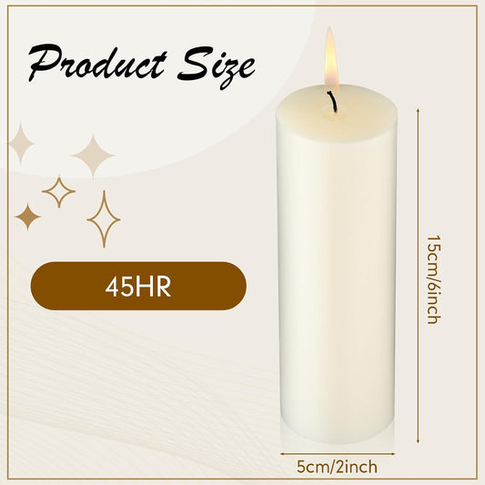Lounsweer 12 Pack Ivory Pillar Candles Bulk Large Unscented Paraffin Wax Long Lasting Candles Clean Burning Supplies for Home Decor Wedding Party Dinner Bath Spa(2 x 8 Inch)