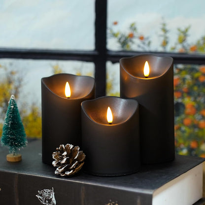 Nimiko Flameless Candles with Remote, Battery Operated Flickering Flameless Candles, LED Candles with Timer 2/4/6/8H, with Realistic LED Candles Set of 9 (D3 x H 3" 4" 5" 6" 7") (Ivory)