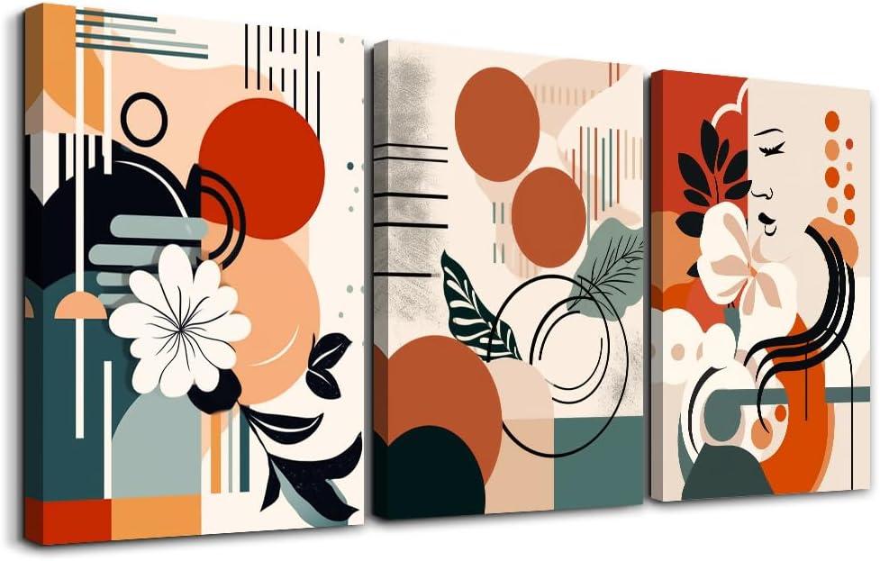 MHARTK66 Wall Art for Living Room Modern Wall Decor for Bedroom Office Decor Abstract Mountain Forest Landscapes Ink Painting 3 Piece Framed Canvas Art Prints Ready to Hang Wall Pictures Home Decor