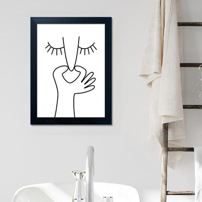 Bathroom Picture Wall Decor, Framed Black and White Bathroom Wall Art, Toilet Paper in Little Funny Raccoon's Hand Animal Canvas Print Painting