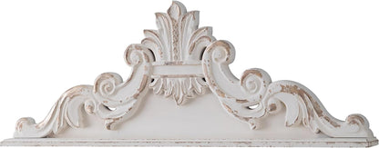 SOFE 39 inch Floral Carved Wall Sculptures French Country Wall Decor, Gorgeous Shabby Chic White Wood Wall Art, Arabesque Over The Door Decor for Farmhouse Living Room Bedroom Entryway Kitchen