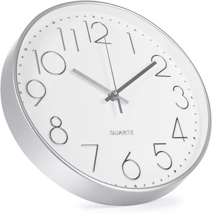 Wall Clock 12 Inch Non-Ticking Silent Modern Simple Style Round Decor Clock Gold Stereoscopic Dial Quartz Wall Clocks for Home/Office/School/Living Room/Bedroom/Kitchen