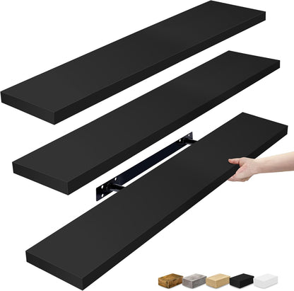 Sorbus Floating Shelves for Wall - 48 Inch Long Bathroom Shelves, Wall Decor for Bedroom, Kitchen, Living Room & Book Storage - Mounted Floating Shelf with Invisible Brackets (Maple Wood, 2 Pack)