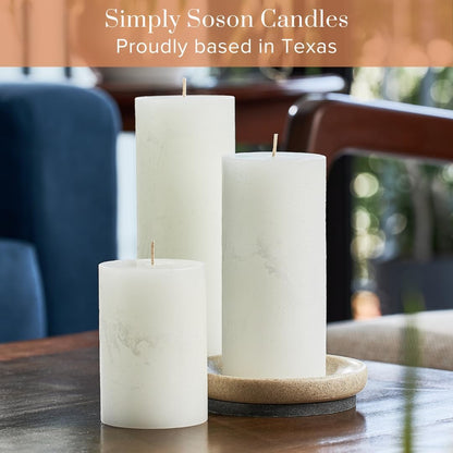 Simply Soson 3x6 inch Ivory Pillar Candles Set of 3, Rustic Texture, Unscented Ivory Candles, Dripless Candles, 3 inch Pillar Candles Ideal as Wedding, Parties, Spas, Dinner, Home Decoration, Church