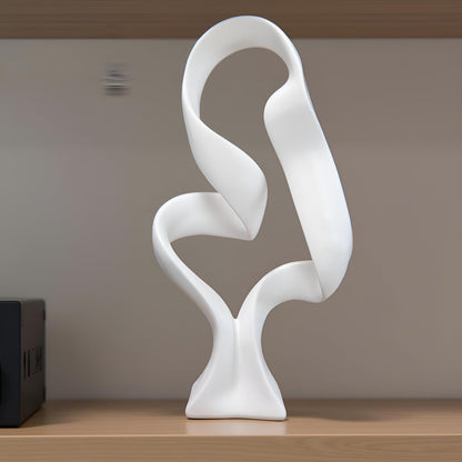10" Modern Abstract Ribbon Decorative Sculpture, Knot Sculptures,Home Decor,Coffee Table Statues,Dining Living Room Desk Decor（White）