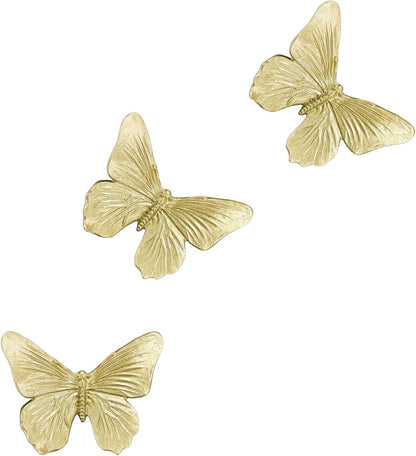 GUSFREUD 3D Butterfly Wall Decor Set – Resin Wall Decorations for Living Room, Bedroom, Garden, Yard, Outdoor and Gallery Walls - Antique Copper - Set of 3