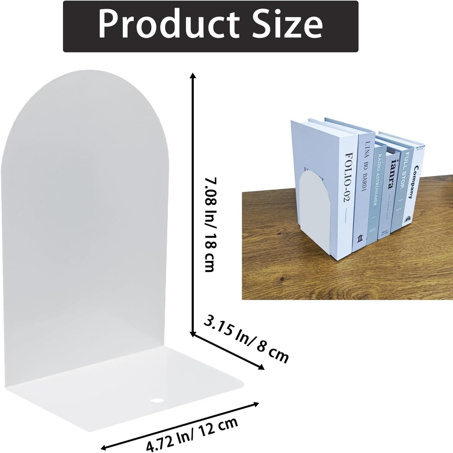 MerryNine Metal Book Ends, 2 Pack Black Bookends for Shelves, Book Holder for Heavy Books, Book End for Kids Books, Decoration Bookend for Home Office