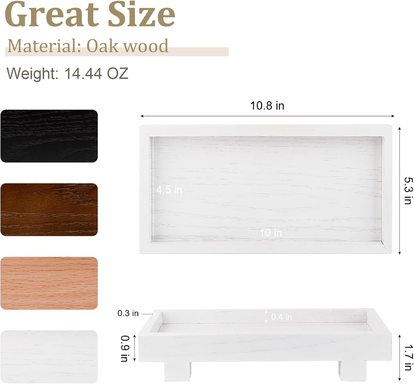 Decorative Tray Small Pedestal Stand Farmhouse Bathroom Decor Wooden Riser Display Stand for Vanity, Kitchen Countertop, Sink, 9.4 * 4.7 White