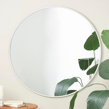 White Round Mirror 30 Inch, Circle Wall Mirrors for Bathroom, Bedroom Living Room or Entryway
