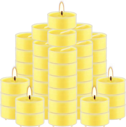 100 Pack Scented Tealight Candles - 4 Hours Burning Lemon Aromatherapy | Valentine's Day Romantic Dinner & New Year Home Decor, Yellow Votive Candles for Wedding, Holiday Gift & Emergency (Yellow)
