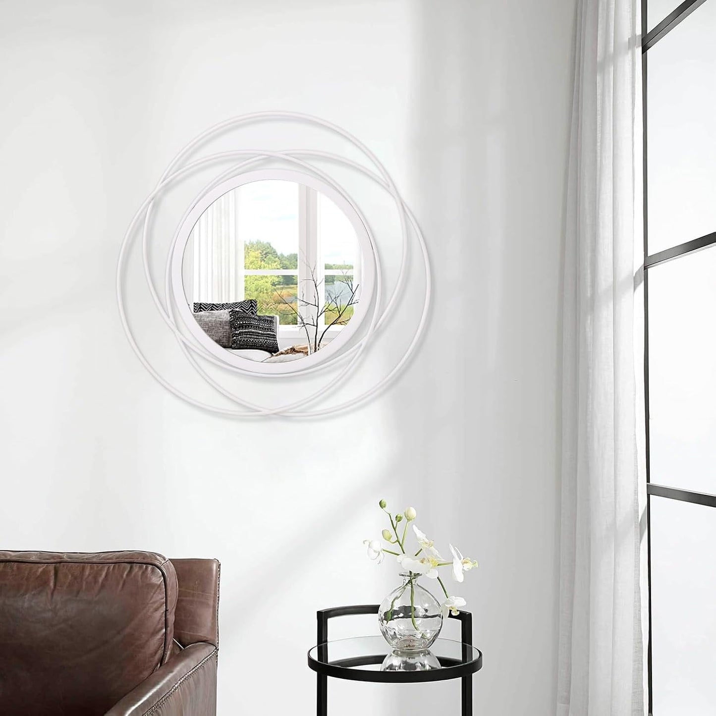 Gold Sunburst Mirrors for Wall Decorative Metal Round Art Mirrors Large Wall Decor Hanging Mirror for Bathroom Bedroom Living Room Vanity Entryway 16"