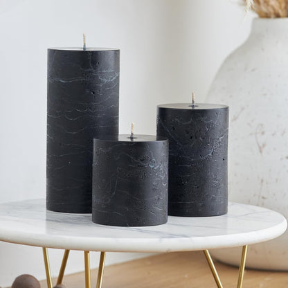 Simply Soson 3x6 inch Ivory Pillar Candles Set of 3, Rustic Texture, Unscented Ivory Candles, Dripless Candles, 3 inch Pillar Candles Ideal as Wedding, Parties, Spas, Dinner, Home Decoration, Church