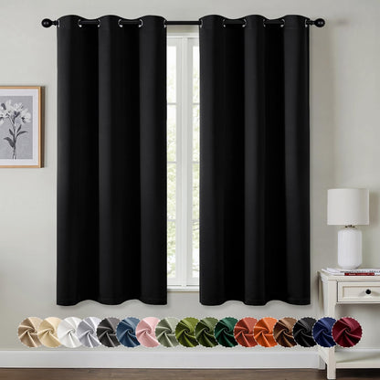 MIULEE Blackout Curtains for Bedroom Living Room 2 Panels, Thermal Insulated Room Darkening Drapes Grommet Noise Reducing Light Blocking Window Treatments 63 Inches Long 40x63 Inch Black - Colors B