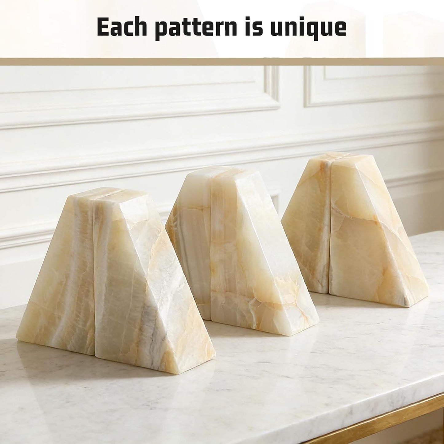 Karibiber Travertine Bookends for Heavy Books, Marble Decorative Bookends for Shelves, Heavy-Duty Stone Book Ends for Hardback Book & Cookbooks, Unique Book Stopper & Holder, Travertino Italy