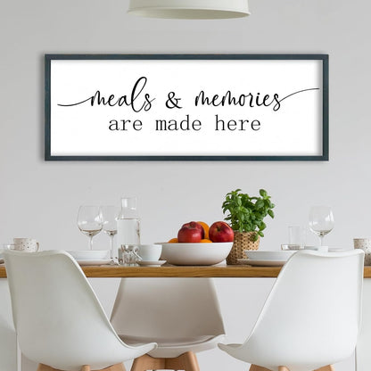 FZMHASLWW Gather Sign Wall Decor 32"×12" Large Wooden Framed for Dining Room Simple Home Kitchen Hanging Art (Wood)