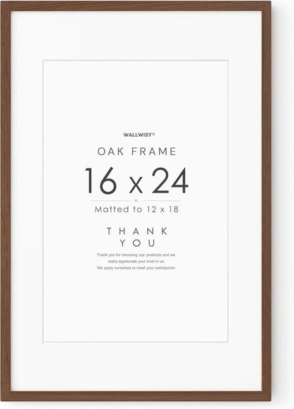 5x7 Picture Frame, Solid Oak Wood 5 x 7 Photo Frame with Mat to 4x6, 7x5 Picture Frames for Wall and Tabletop Display, (Walnut Set of 1)