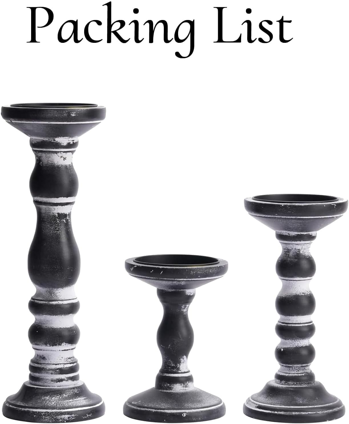 Wood Pillar Candle Holder: 3Pcs Rustic White Candle Holders for Pillar Candles Wood Candle Holders Distressed Wooden Farmhouse Candle Holder Large Rustic Candle Holder for Fireplace Table