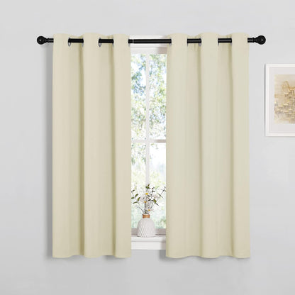 NICETOWN Halloween Pitch Black Solid Thermal Insulated Grommet Blackout Curtains/Drapes for Bedroom Window (2 Panels, 42 inches Wide by 63 inches Long, Black) - Colors C