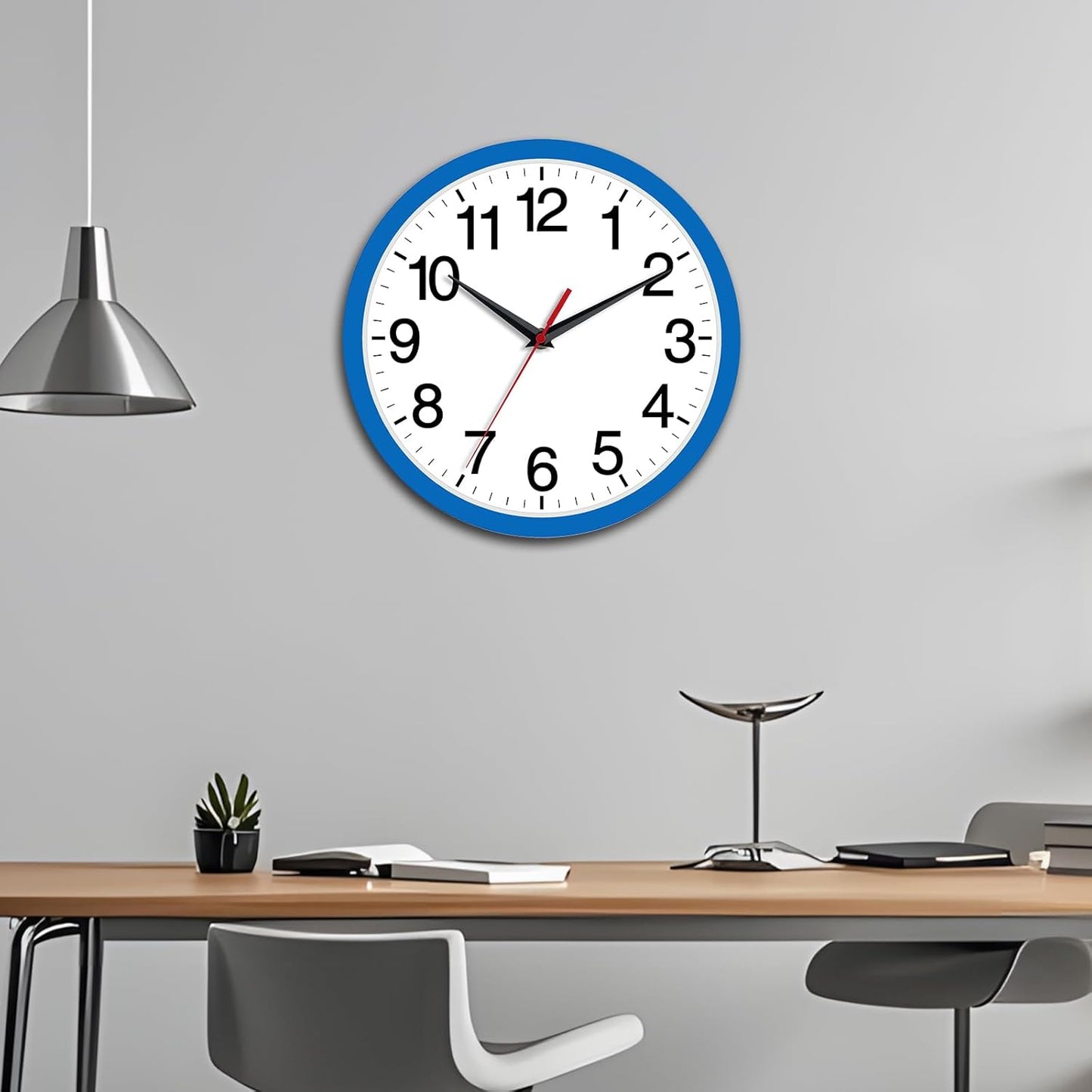 Rohioue Wall Clock Modern 8 Inch Battery Operated Silent Non Ticking Small Analog Clock for Living Room Office Home Bedroom Kitchen Bathroom(Black)