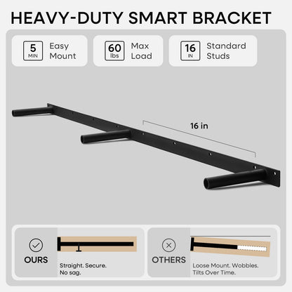 Homeforia 24 inch Natural Floating Shelf, High End Solid Real Wood 24inch Small Floating Shelves for Wall Mounted, Natural Wooden Floating Shelves, Heavy Duty Bracket, 24 X 6.5 X 1.75 in, Set of 2