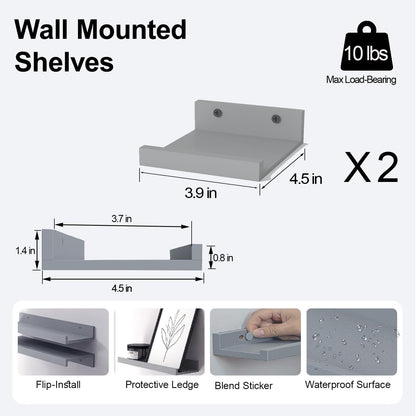 White Floating Shelves for Wall Decor, Wall Mounted Wood Storage Shelf for Bedroom, Living Room, Bathroom, Kitchen, Nursery, Display Picture Ledge Shelf with Lip Set of 2-14 Inches, White