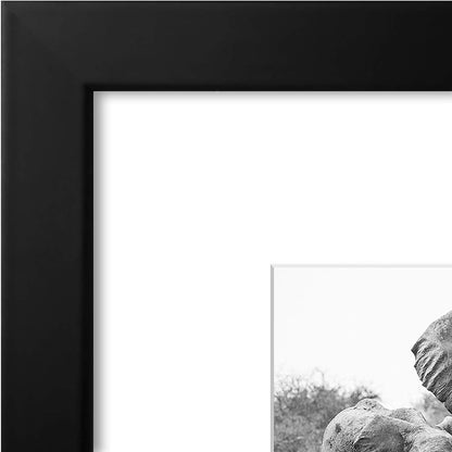 Americanflat 8x10 Picture Frame with Shatter-Resistant Glass - Use as 5x7 Frame with Mat or Display 8x10 Photo Without Mat - Signature Collection - Picture Frames for Tabletop and Wall Display - Black
