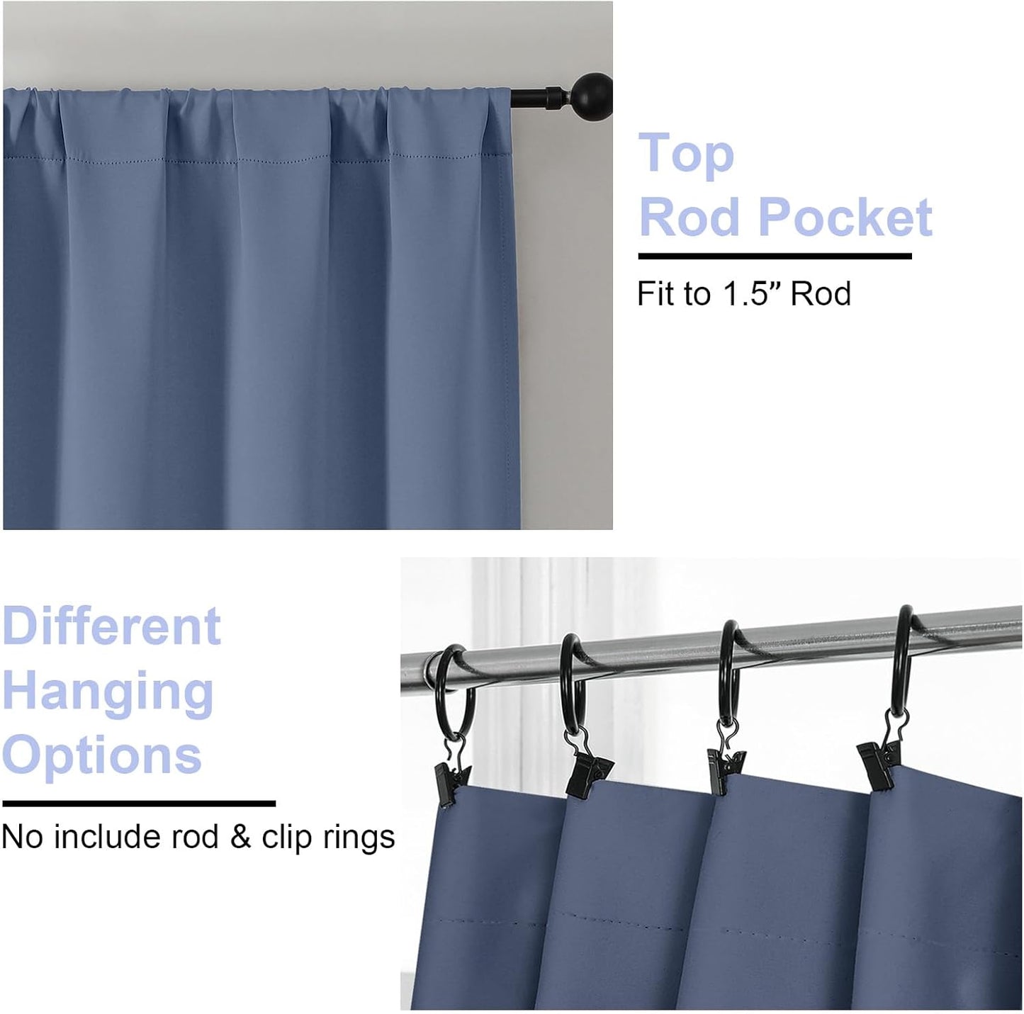 Simplebrand Ava Sage Green Blackout Curtains for Bedroom 63 Inch Length 2 Panels Set, Solid Thermal Insulated Energy Saving Rod Pocket Window Treatment Curtains Blackout Drapes, W40 x L63 Inch, Sage - Colors C