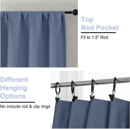 Simplebrand Ava Sage Green Blackout Curtains for Bedroom 63 Inch Length 2 Panels Set, Solid Thermal Insulated Energy Saving Rod Pocket Window Treatment Curtains Blackout Drapes, W40 x L63 Inch, Sage - Colors C